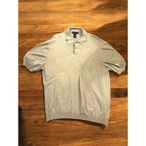 Vtg Toscano XXL 2XL Short Sleeved Sweater 2 Button Made In Italy Diamond Print